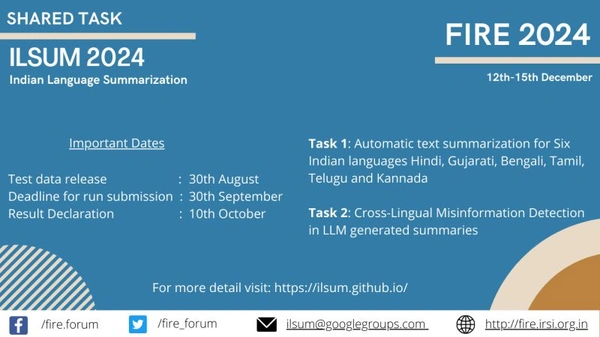 Indian Language Summarization Shared Task 2024 - Register Now! - Flow Card Image