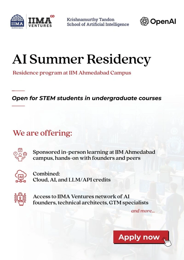  IIM Ahmedabad Ventures AI Summer Residency 2026 - Flow Card Image